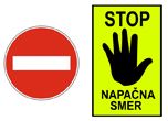 napačna smer, prepovedan promet v eno smer